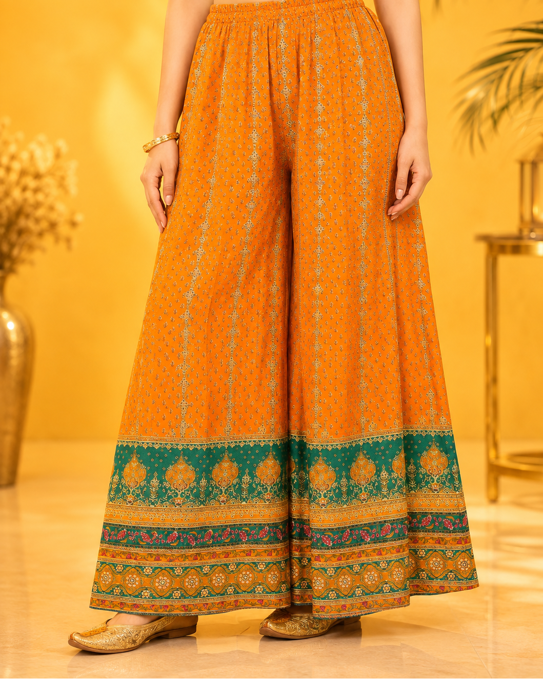 Orange Crepe Palazzo Suit
