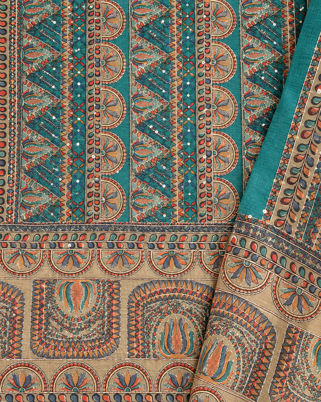 Sea Green Tussar Silk Dress Material