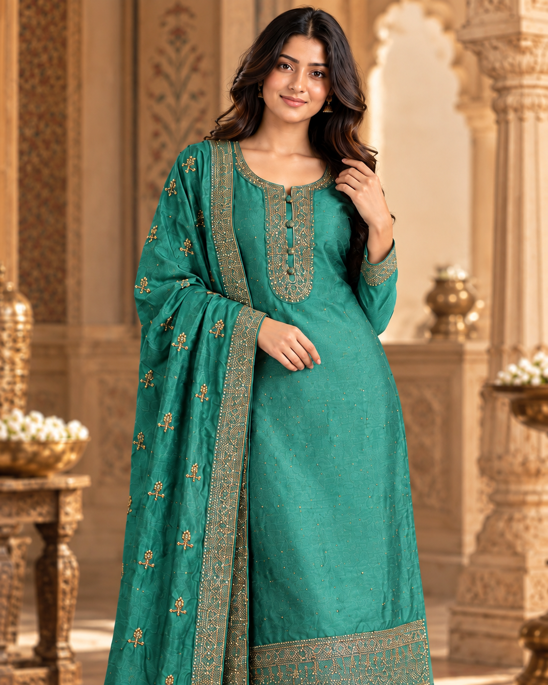 Aqua Green Silk Suit
