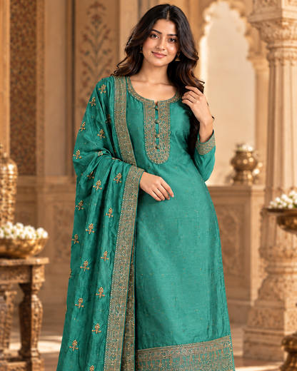 Aqua Green Silk Suit
