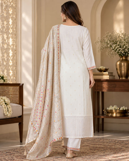 Ivory Pearl Mul Chanderi Suit