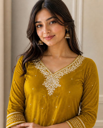 Mustard Crepe Co-Ord Set
