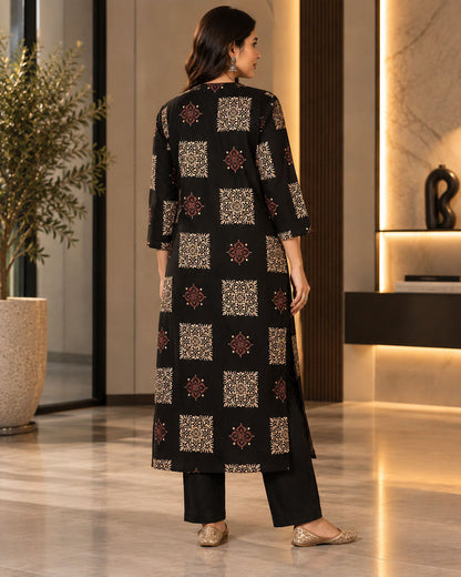Black Gajji Kurta Pant Set