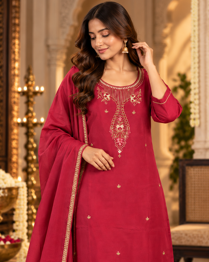 Ruby Elegance Mul Chanderi Suit