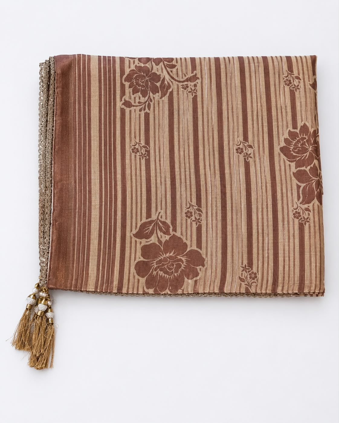 Brown Cotton Chanderi Dress Material