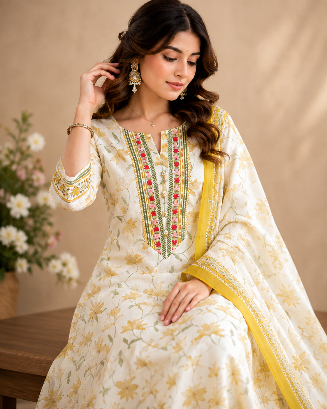 Golden Yellow Pure Cotton Suit