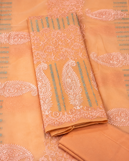 Radiant Peach Pure Mul Dress Material