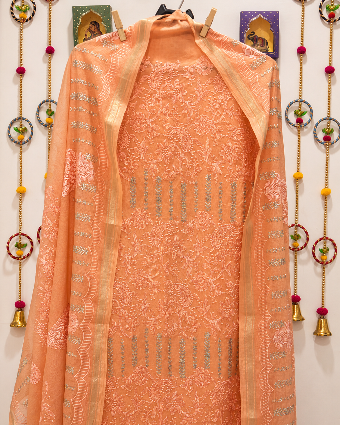 Radiant Peach Pure Mul Dress Material
