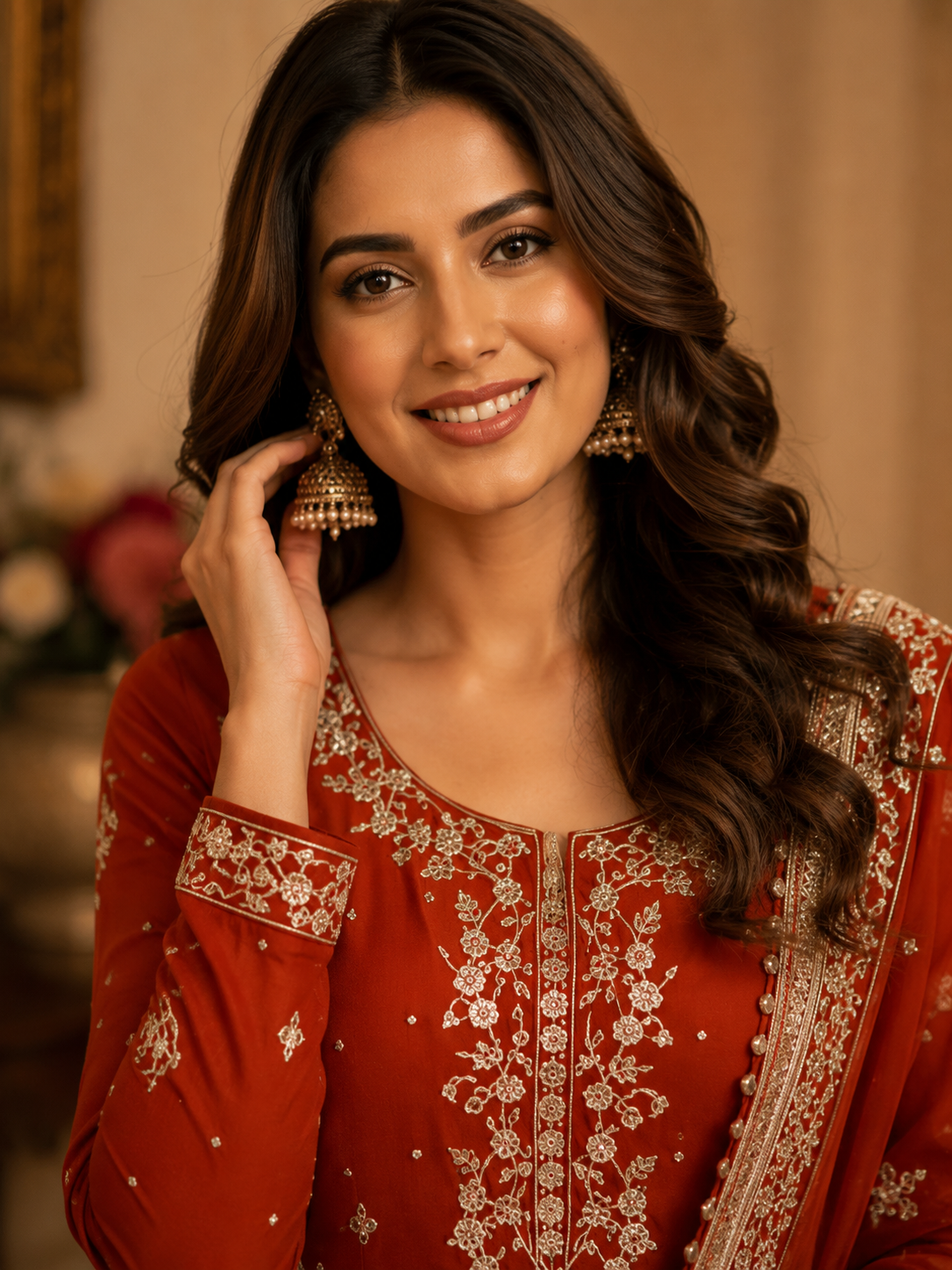Brick Orange Georgette Sharara Suit