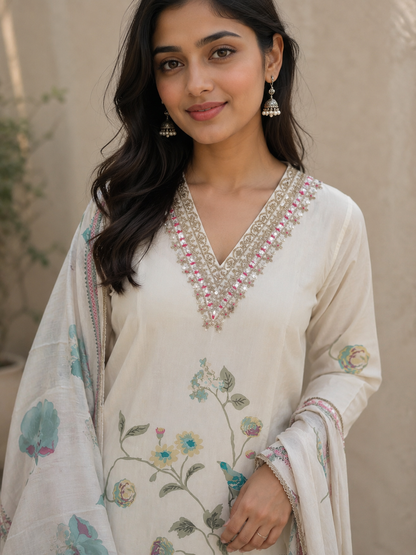 Ivory Muslin Suit