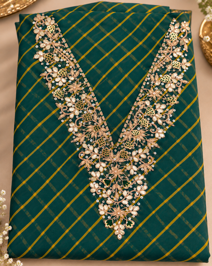 Green Georgette Lehraiya Dress Material