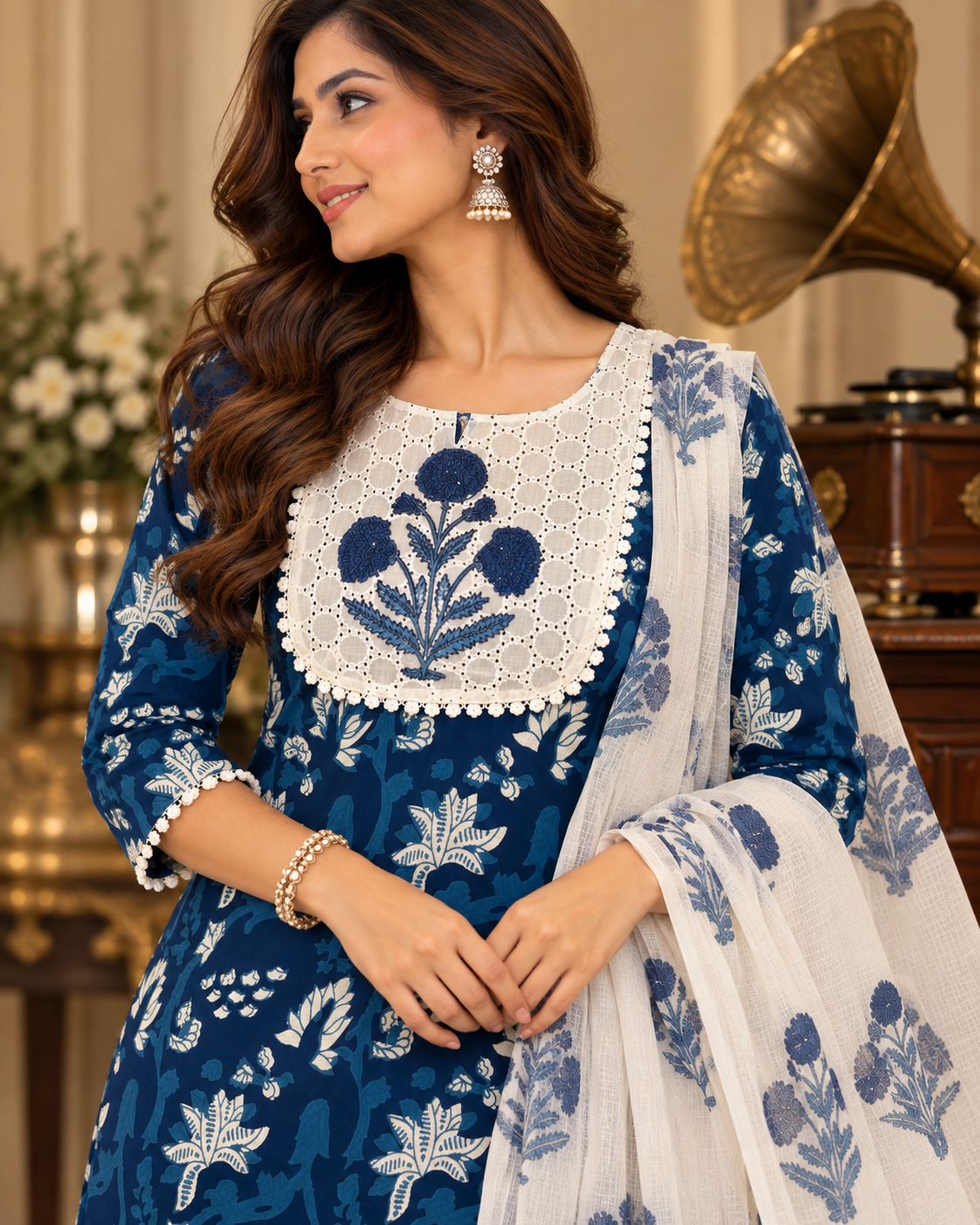 Navy Blue Noor Cotton Suit