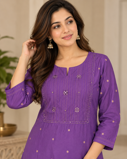 Purple Noor Cotton Suit