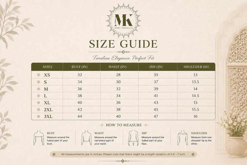 Orange Dola Silk Co-Ord Set size chart