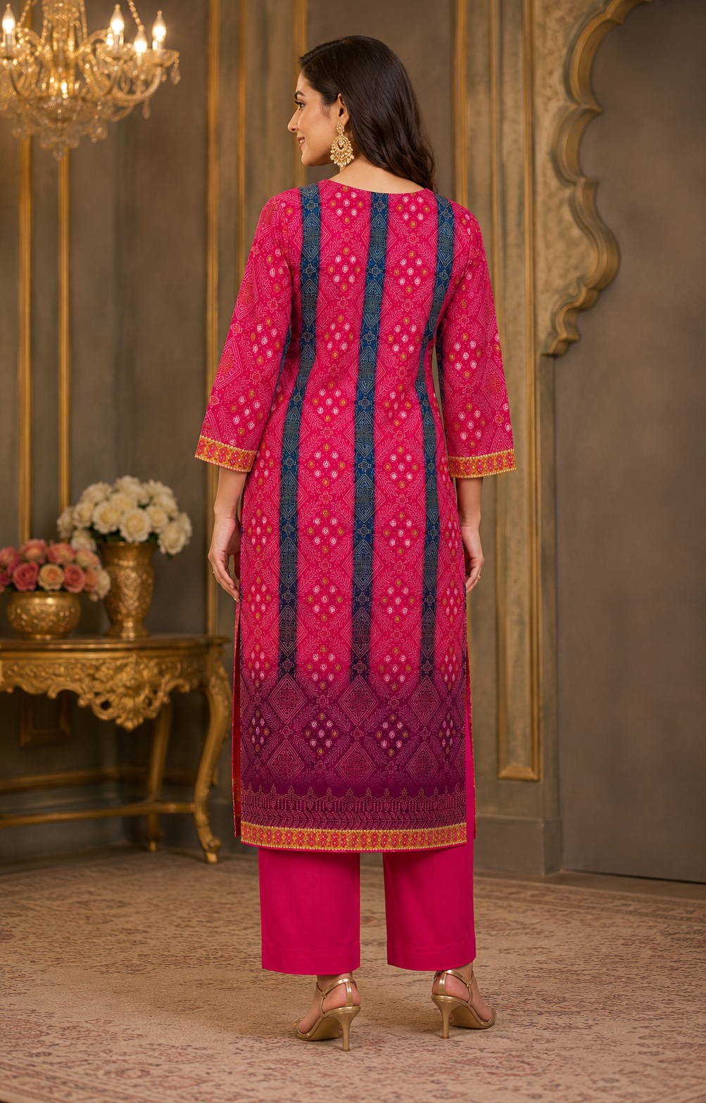 Fuschia Pink Crepe Suit