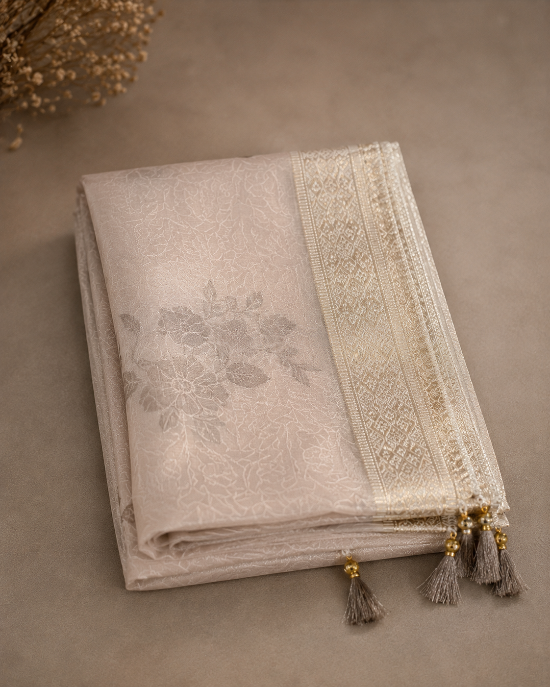 Soft Champagne Mul Chanderi Suit