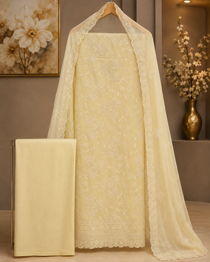 Lemon Bloom Cotton Dress Material