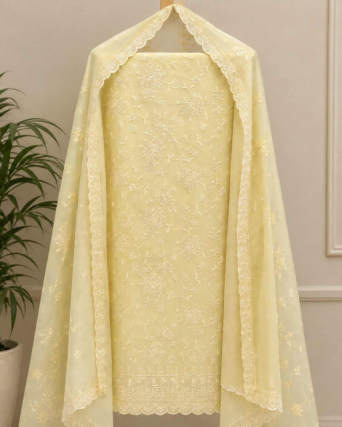 Lemon Bloom Cotton Dress Material