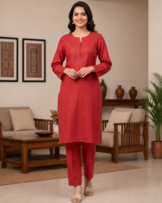 Brown Semi-Stitched Tussar Silk Kurta