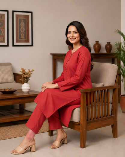 Brown Semi-Stitched Tussar Silk Kurta