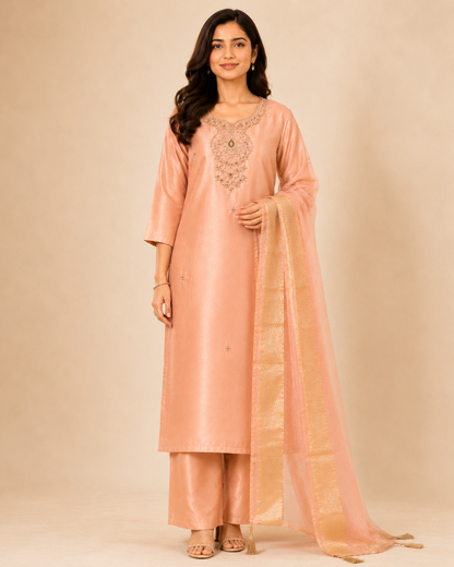 Blush Peach Tissue  Suit