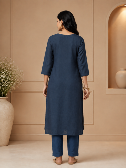 Steel Blue Dola Silk Suit