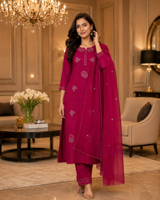 Rani Pink Dola Silk Suit