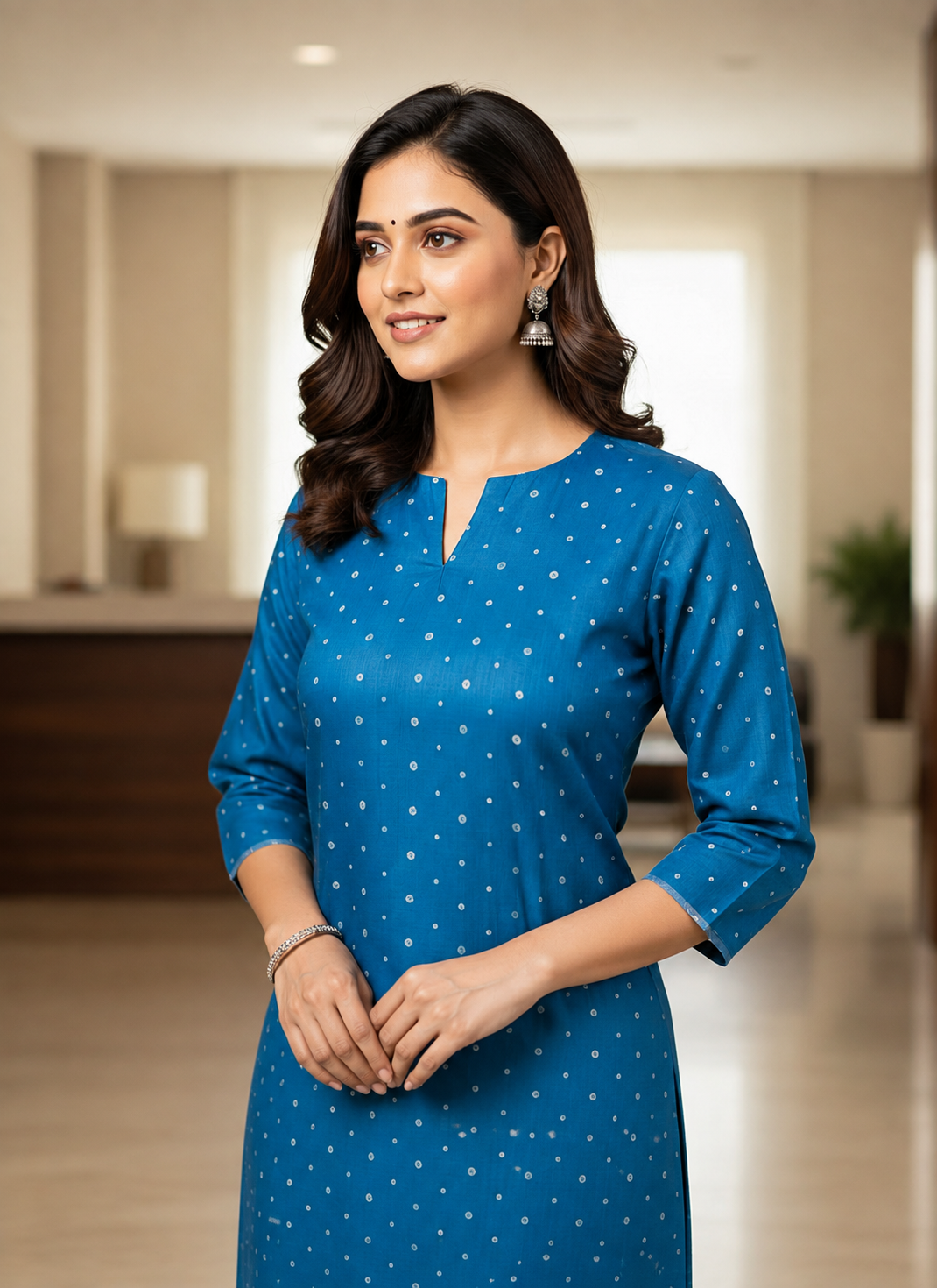 Sky Blue Semi-Stitched Tussar Silk  Kurta