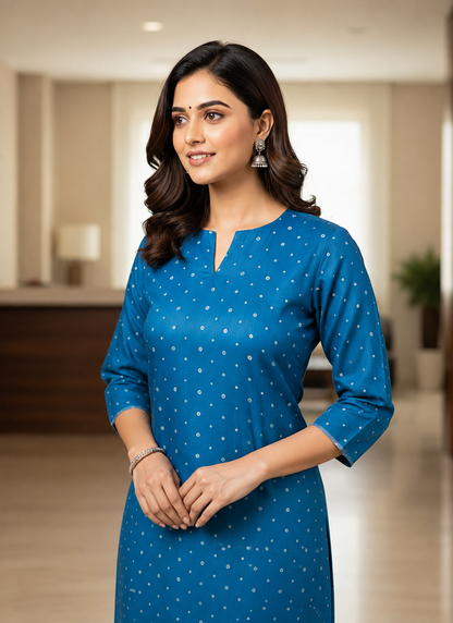 Sky Blue Semi-Stitched Tussar Silk  Kurta