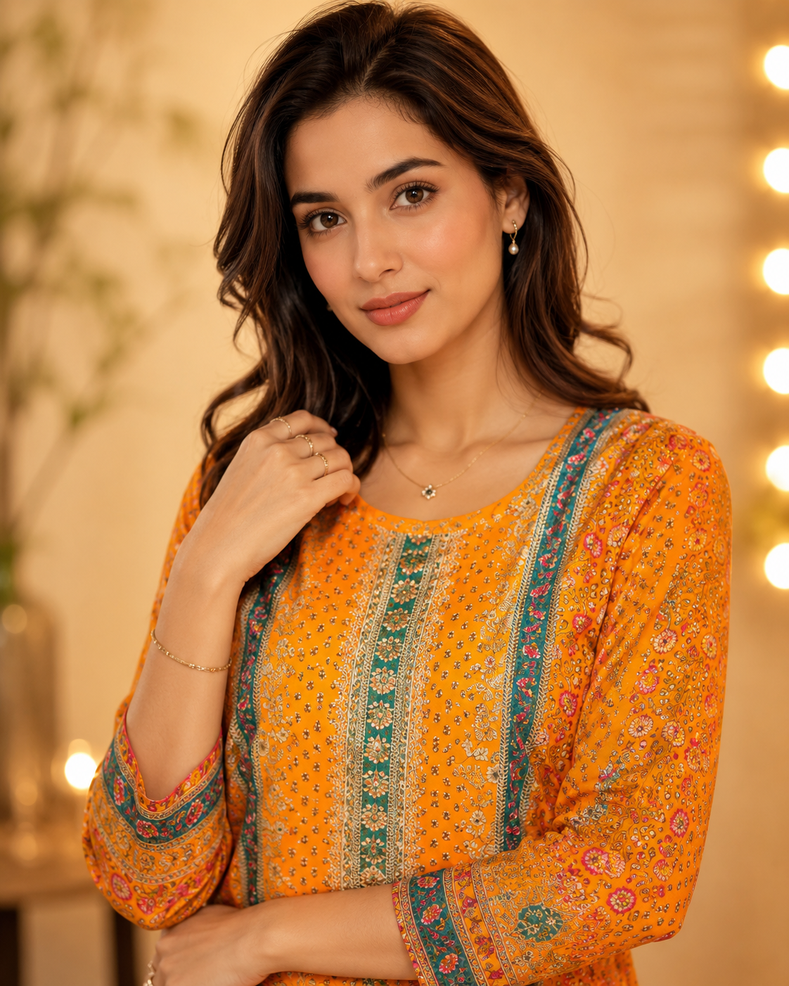 Orange Crepe Palazzo Suit