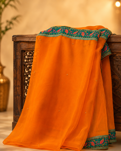 Orange Crepe Palazzo Suit