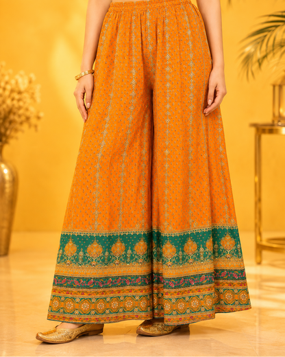 Orange Crepe Palazzo Suit
