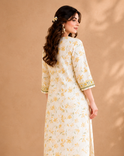 Golden Yellow Pure Cotton Suit
