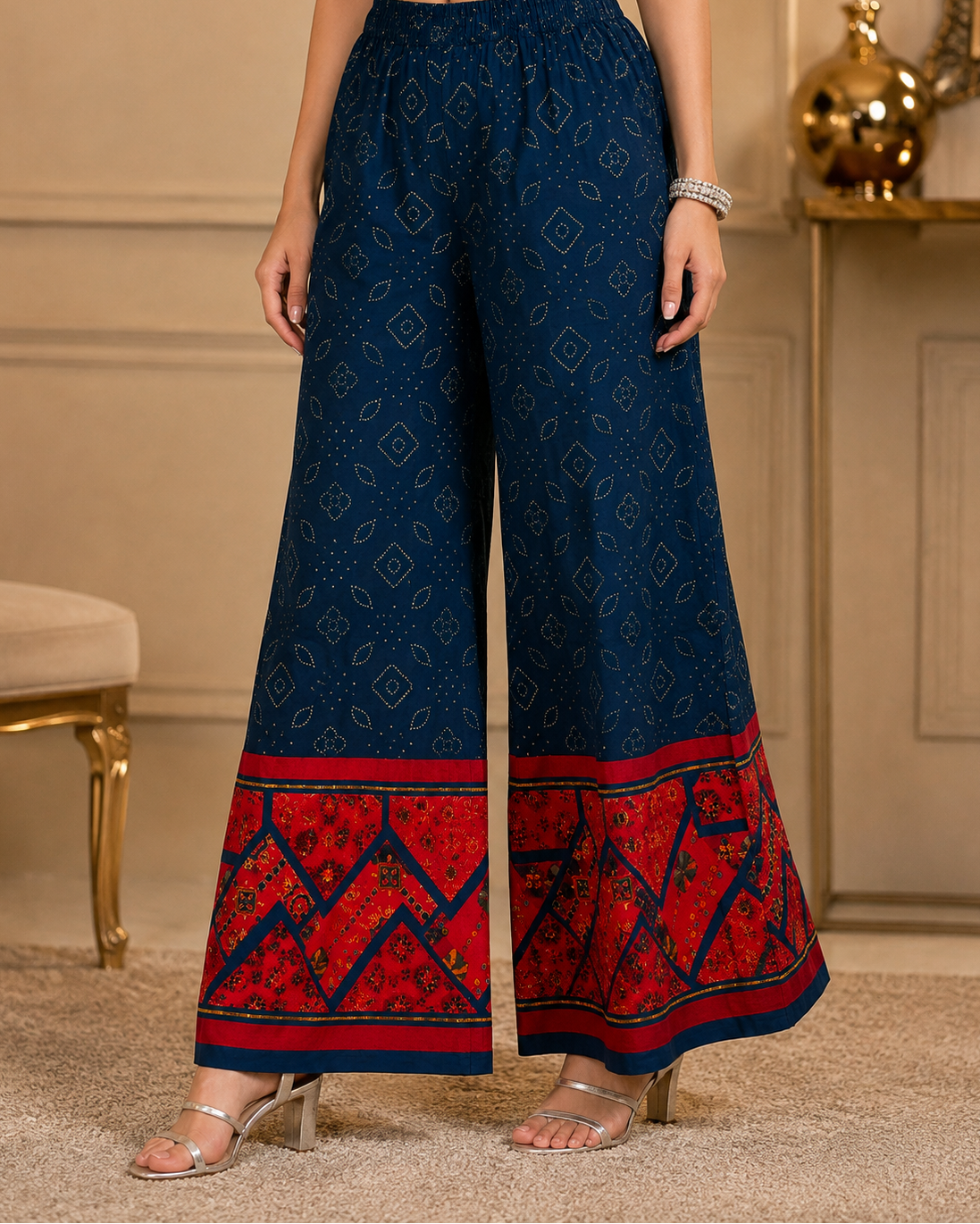 Navy Blue and Red Co-ord Set