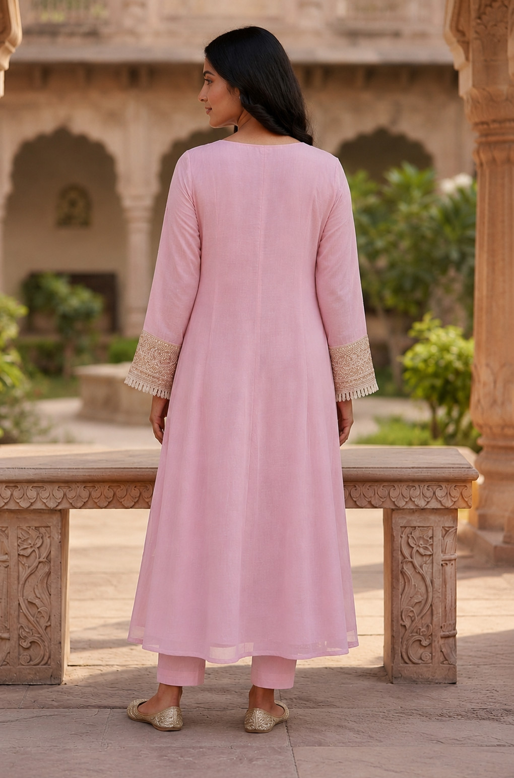 Soft Pink Pure Mul Cotton Anarkali Suit