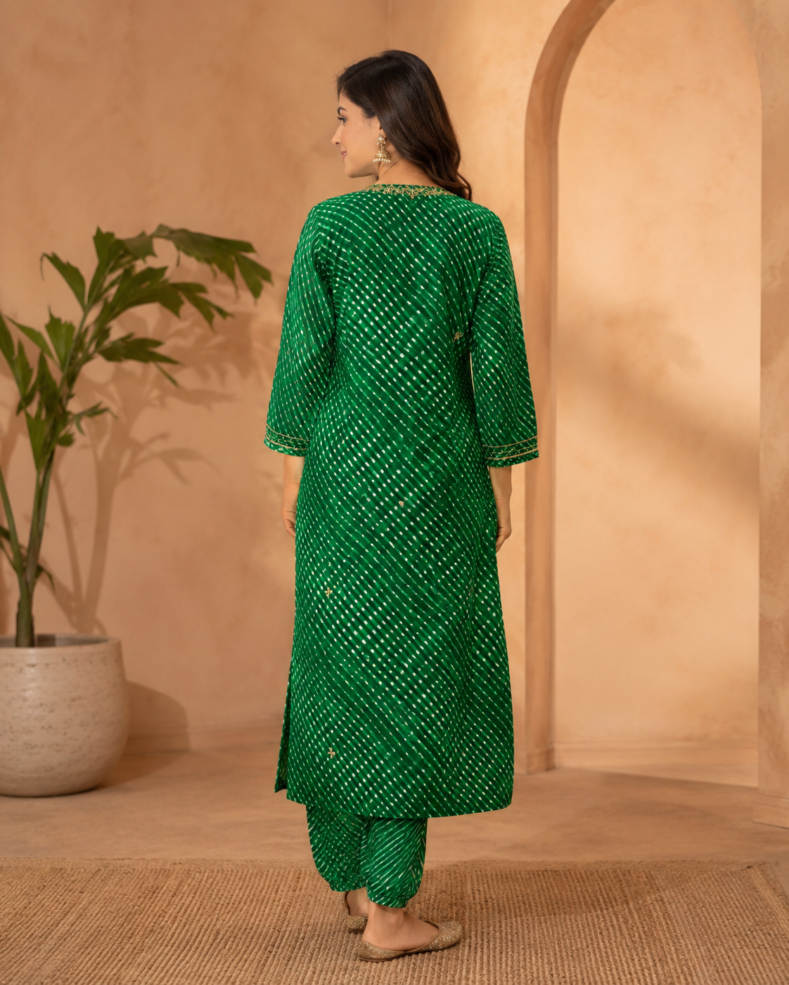 Gorgeous Green Georgette Lehariya Suit