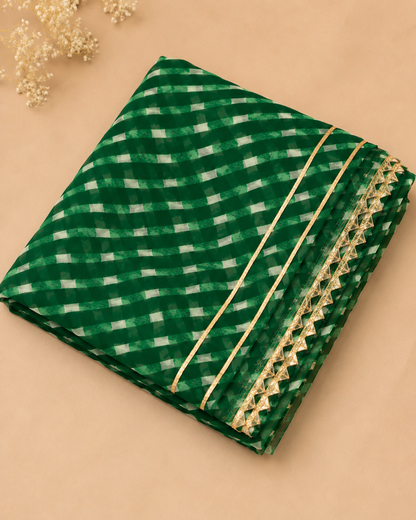 Gorgeous Green Georgette Lehariya Suit