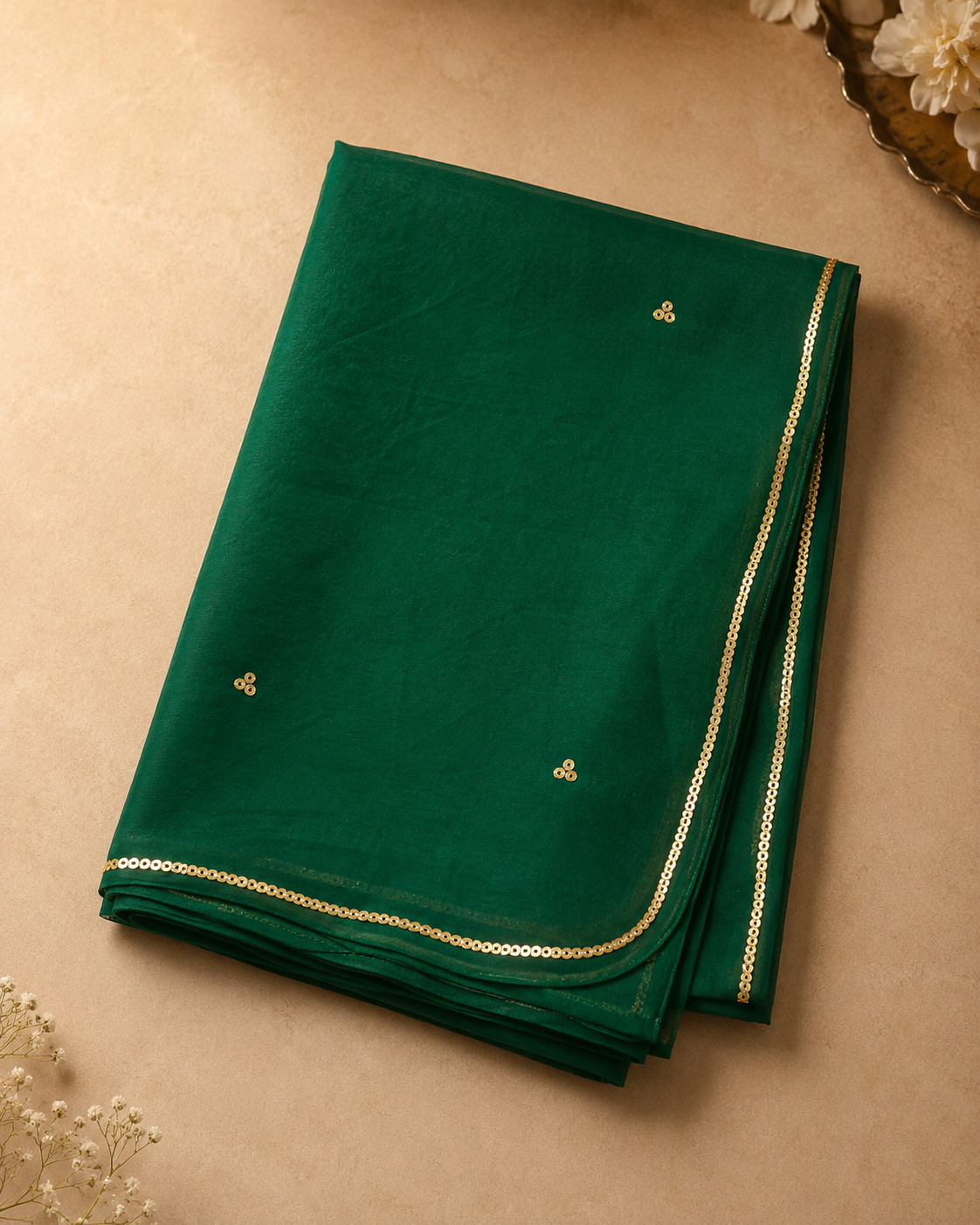 Graceful Green Mul Chanderi Suit