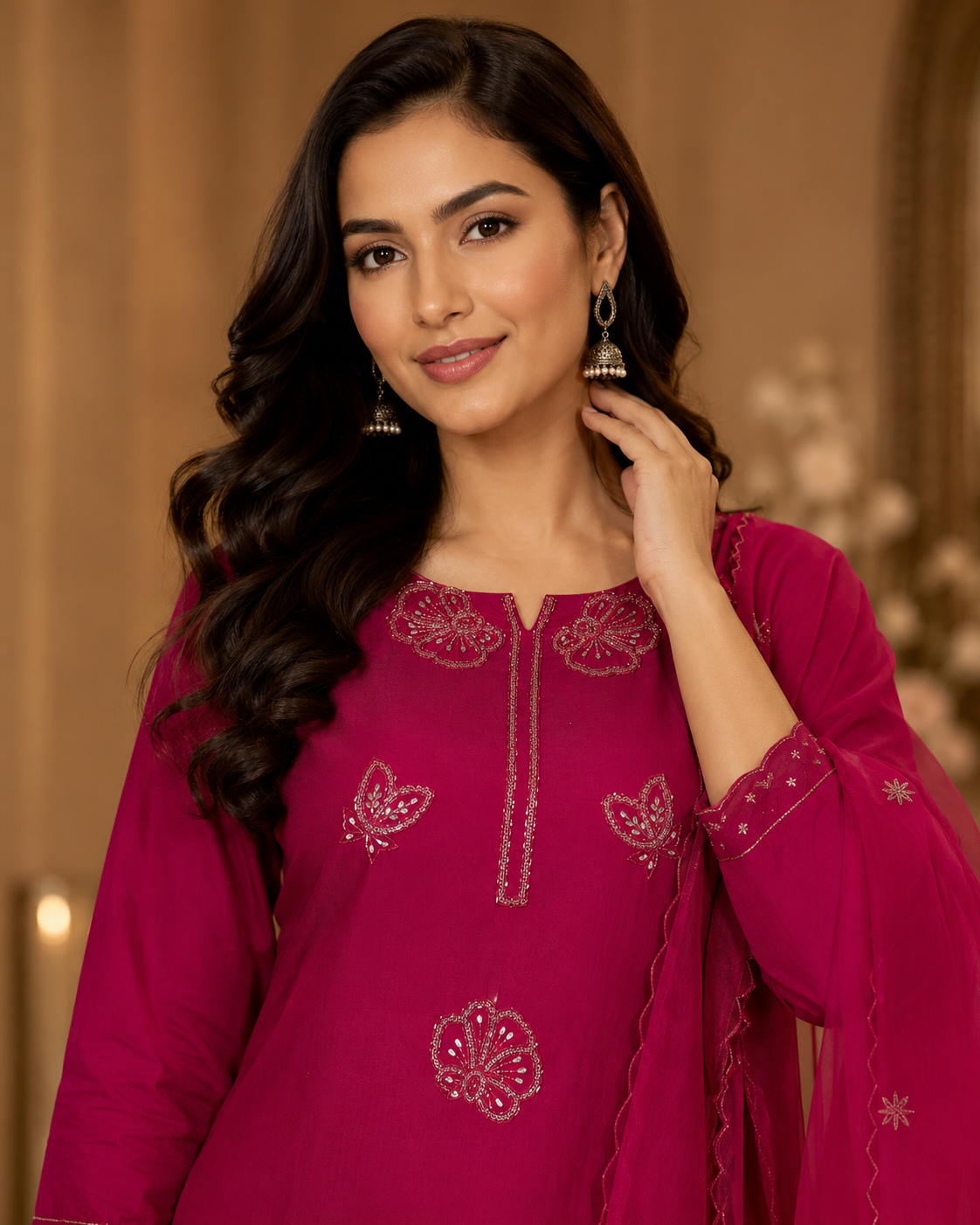 Rani Pink Dola Silk Suit