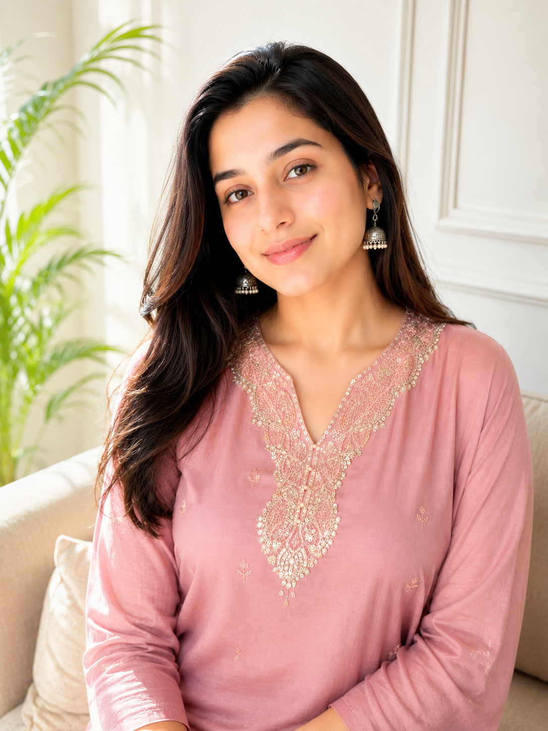 Dusty Pink Mul Chanderi Suit