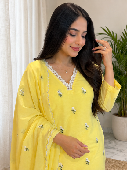 Lemon Yellow Mul Cotton Suit