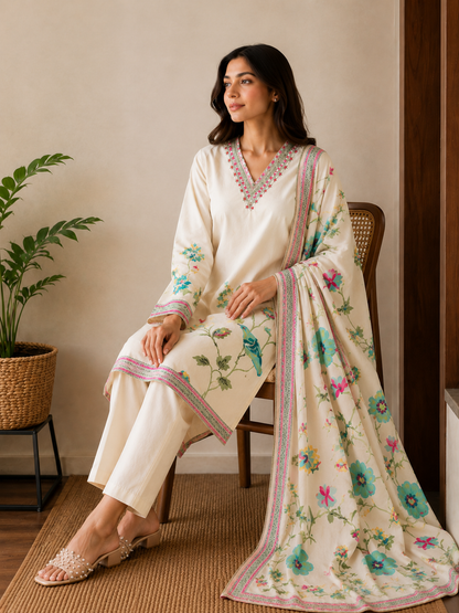 Ivory Muslin Suit