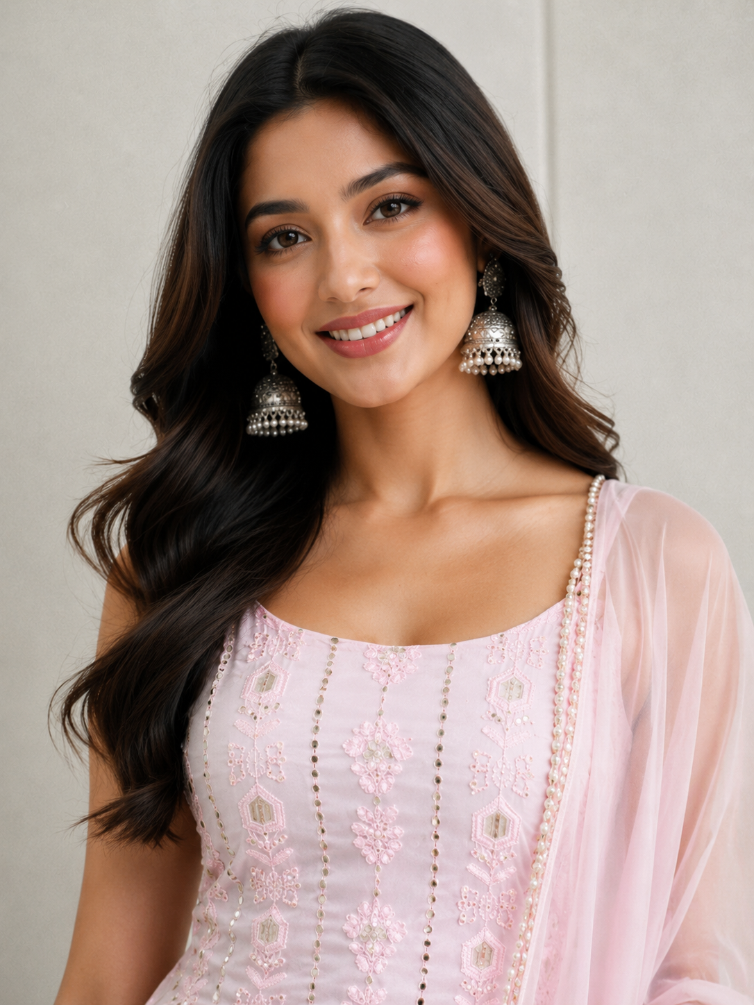 Pastel Pink Georgette Sharara Suit