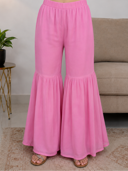 Pink and White Chinon Gharara Suit