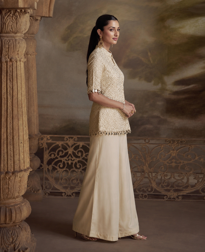 Ivory Georgette Indo Western Dress