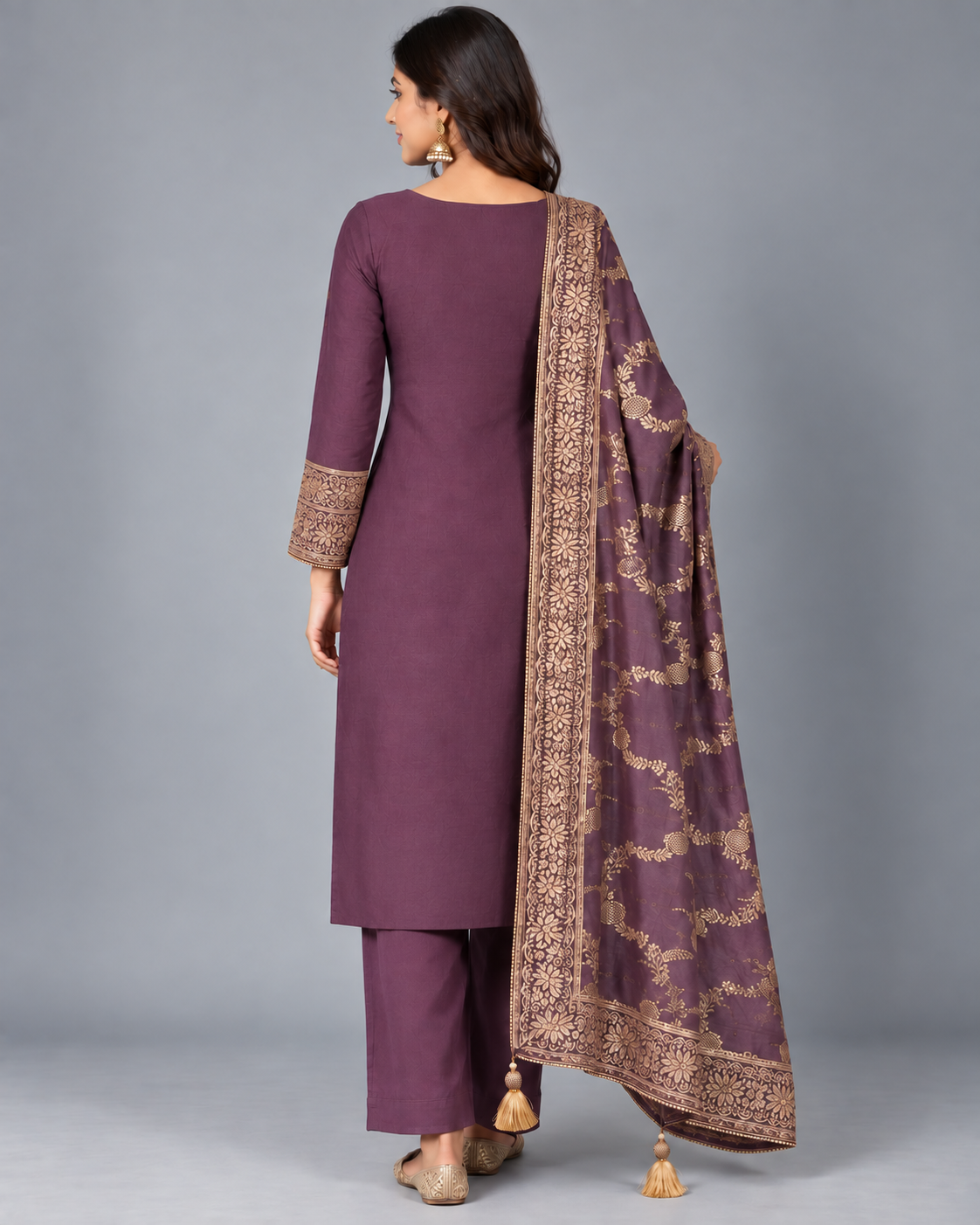 Lavender Mul Chanderi  Dress Material
