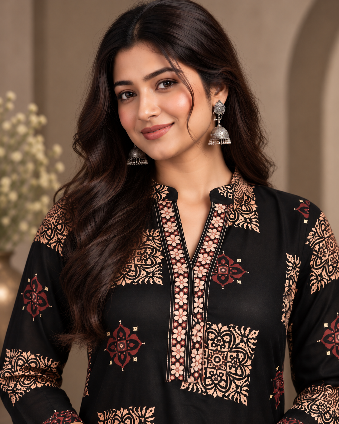 Black Gajji Kurta Pant Set