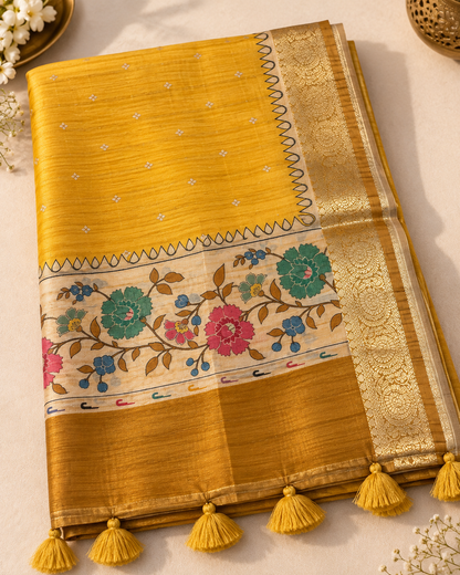 Golden Yellow Tussar Silk Suit