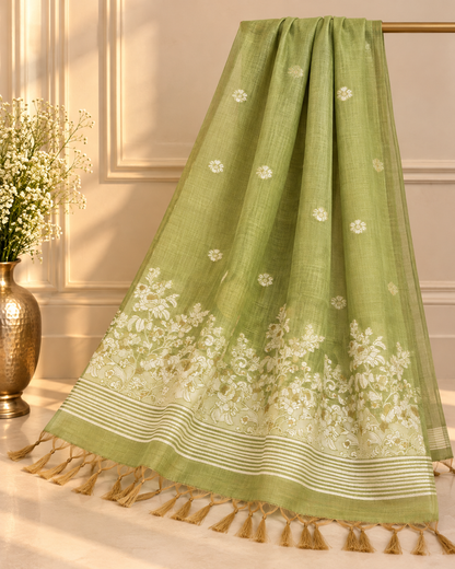 Sage Green Jamdani Cotton Suit