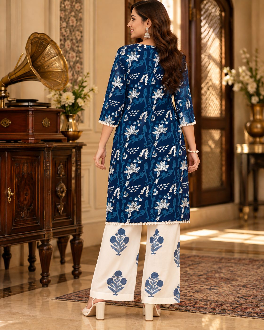 Navy Blue Noor Cotton Suit